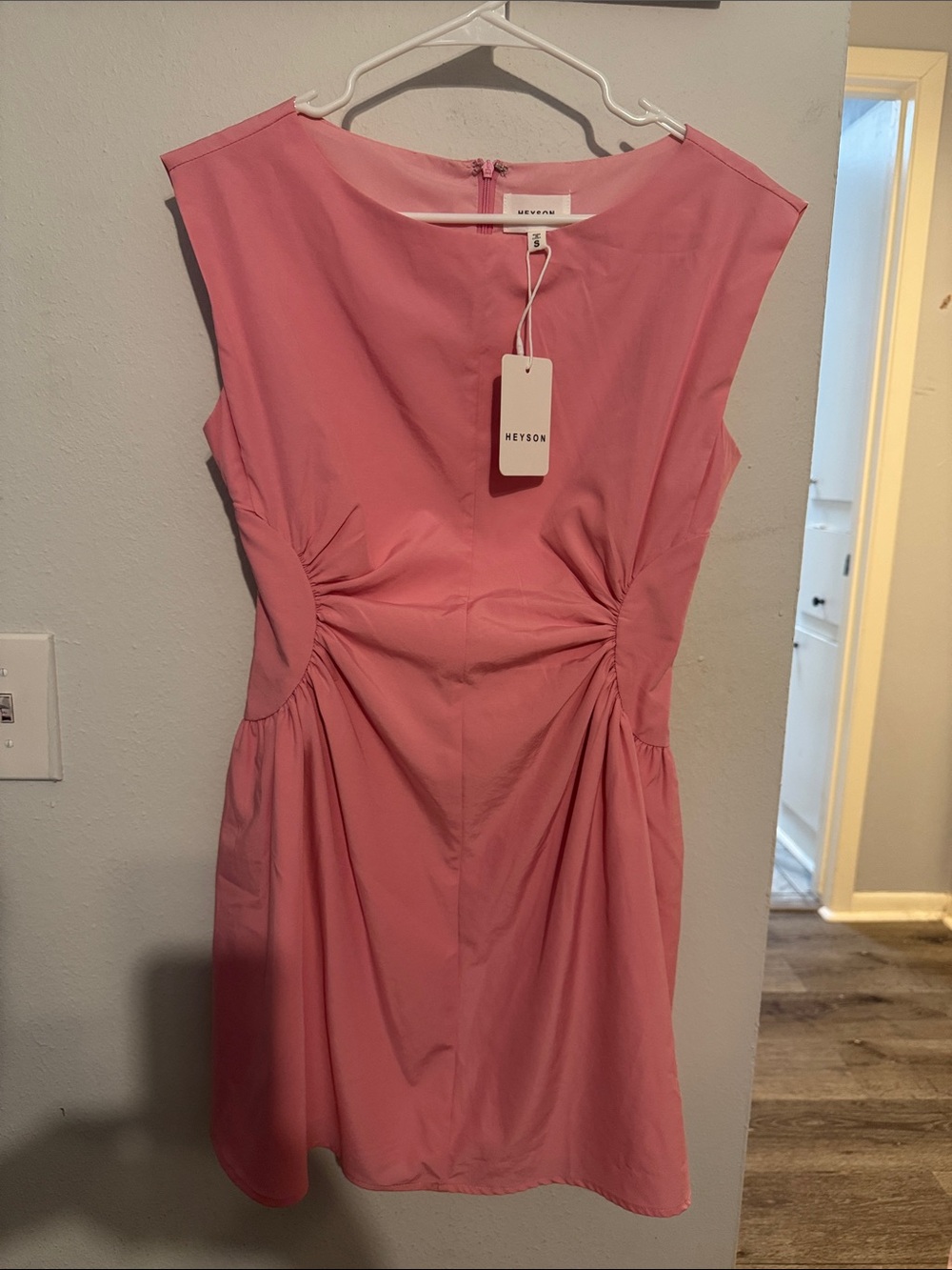 Heyson Pink Gathered Waist Sheath Dress